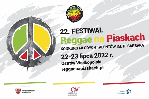 Baner 22. Festiwal Reggae na Piaskach / 16. Konkursu Młodych Talentów im. Ryszarda Sarbaka