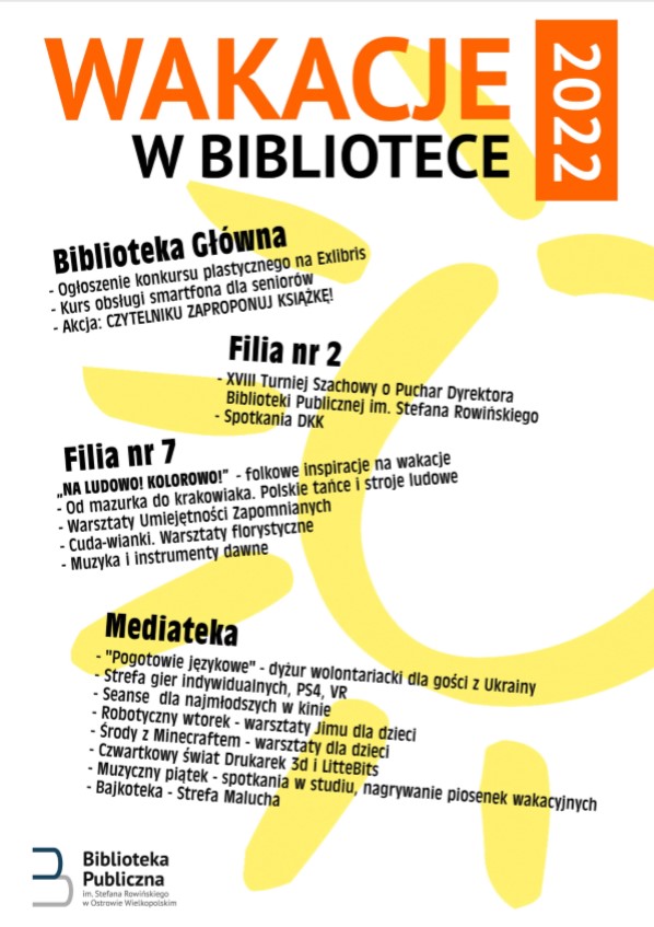 Plakat Wakacje w bibliotece 2022 Plakat Wakacje w bibliotece 2022