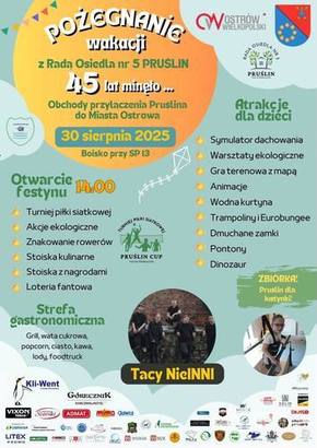 Ilustracja do artykułu: Pożegnanie wakacji w Pruślinie – festyn rodzinny i jubileusz 45-lecia przyłączenia osiedla do Ostrowa