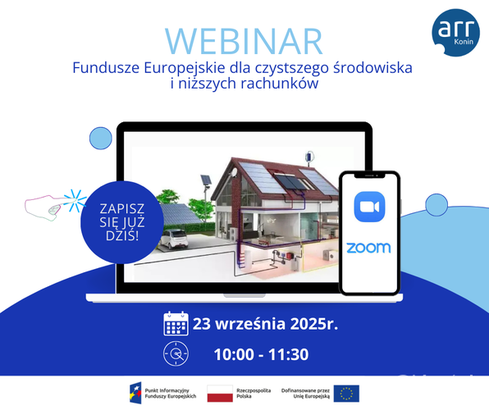 Ilustracja do artykułu: bezpłatne webinarium „Dotacje na dom: Fundusze Europejskie dla czystszego środowiska i niższych rachunków”.
