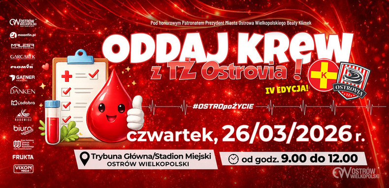 Ilustracja do artykułu: „Oddaj krew z TŻ Ostrovia” już 26 marca
