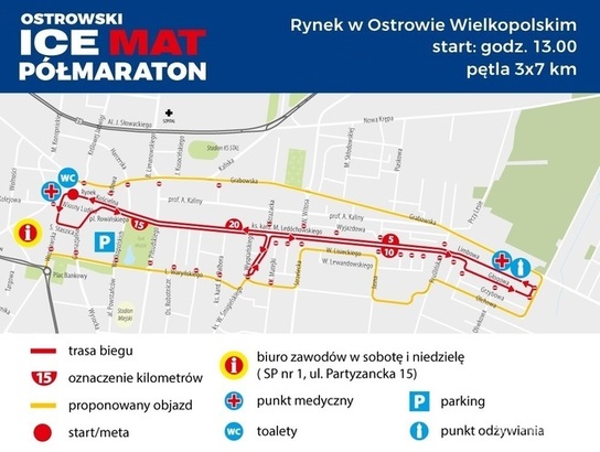 Ilustracja do artykułu: Utrudnienia w ruchu w związku z OSTROWSKI ICE MAT PÓŁMARATON