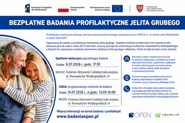 Ilustracja do artykułu: Profilaktyka nowotworów dolnego odcinka przewodu pokarmowego realizowana przez OPEN S.A. na terenie całej Wielkopolski w latach 2024-2027