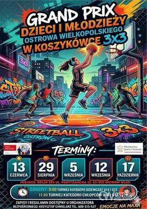 Ilustracja do artykułu: Grand Prix Dzieci i Młodzieży Ostrowa Wielkopolskiego w koszykówce 3x3 - cykl turniejów.