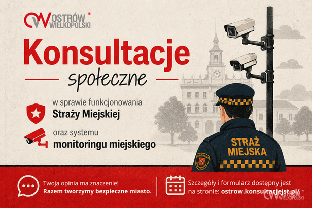 Ilustracja do artykułu: Konsultacje społeczne dotyczące funkcjonowania Straży Miejskiej oraz systemu monitoringu miejskiego w Ostrowie Wielkopolskim.