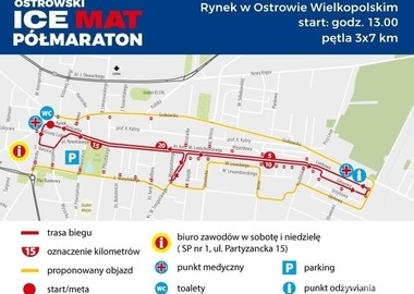 Ilustracja do artykułu: Utrudnienia w ruchu w związku z OSTROWSKI ICE MAT PÓŁMARATON