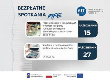 Ilustracja do artykułu: Punkt Informacyjny Funduszy Europejskich w Koninie zaprasza na bezpłatne...
