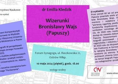 Ilustracja do artykułu: Ostrowskie Towarzystwo Naukowe:  dr Emilia Kledzik - Wizerunki BronisławyWajs...