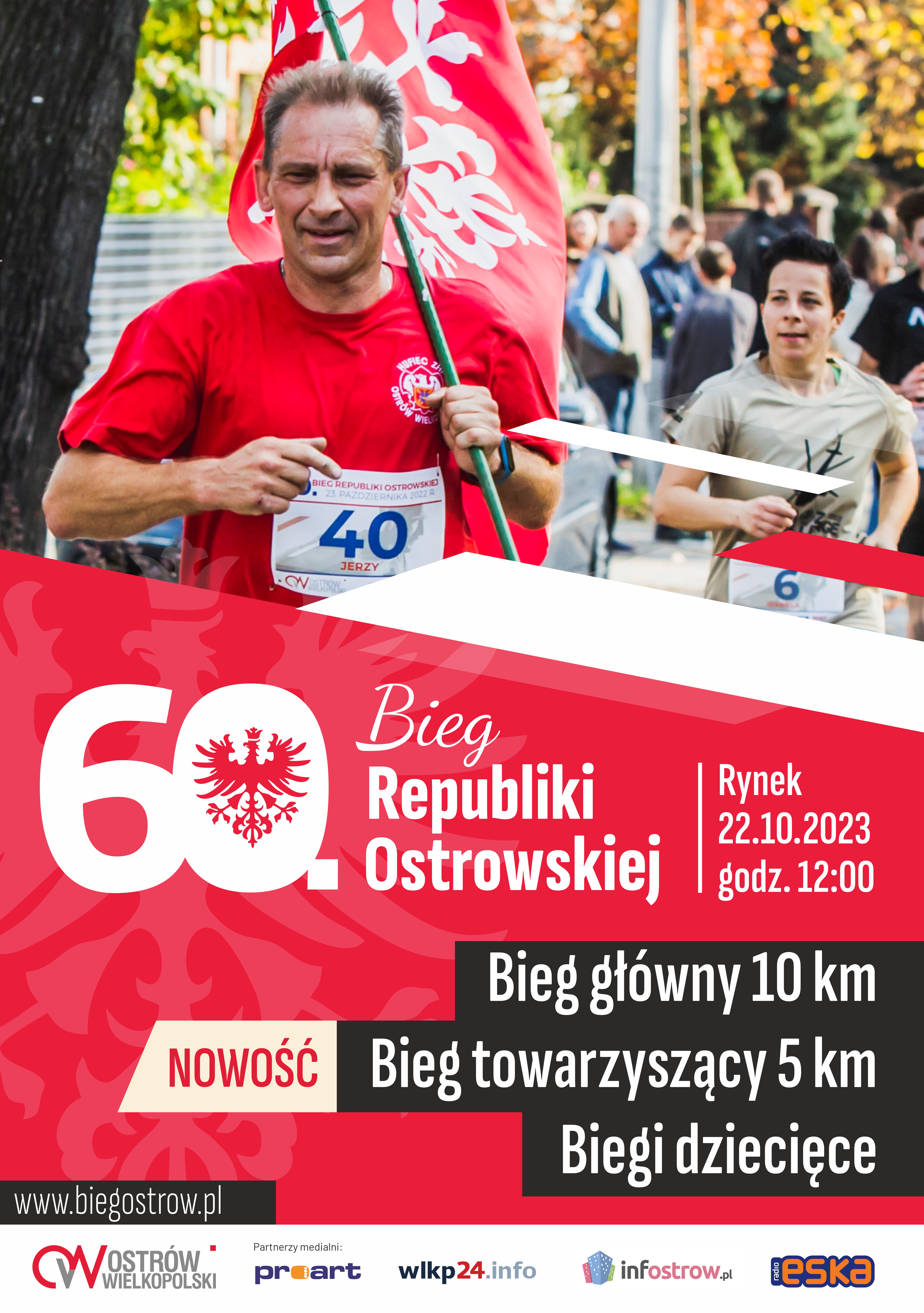60. Bieg Republiki Ostrowskiej - plakat zachęcający do zapisów