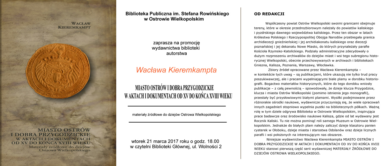 Baner promocji książki Wacława Kieremkampta
