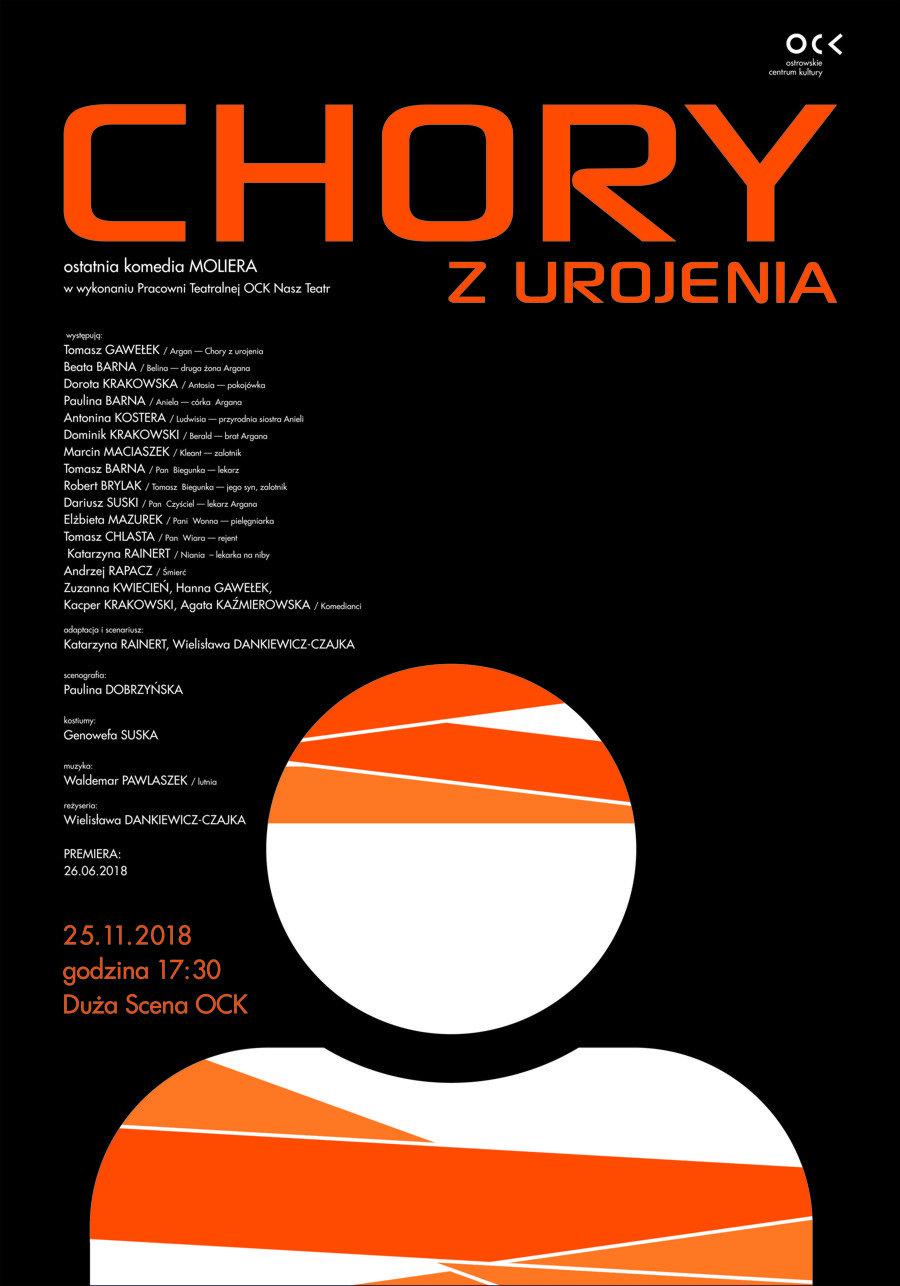 Plakat Pracownia Teatralna OCK NASZ TEATR. Chory z urojenia