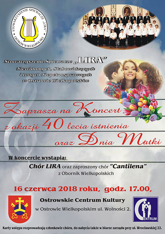 Plakat kncertu - LIRA. Koncert z okazji Dnia Matki