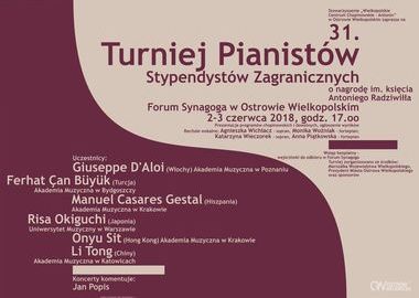 Afisz 31. Turniej Pianistów Stypendystów Zagranicznych Afisz 31. Turniej Pianistów Stypendystów Zagranicznych