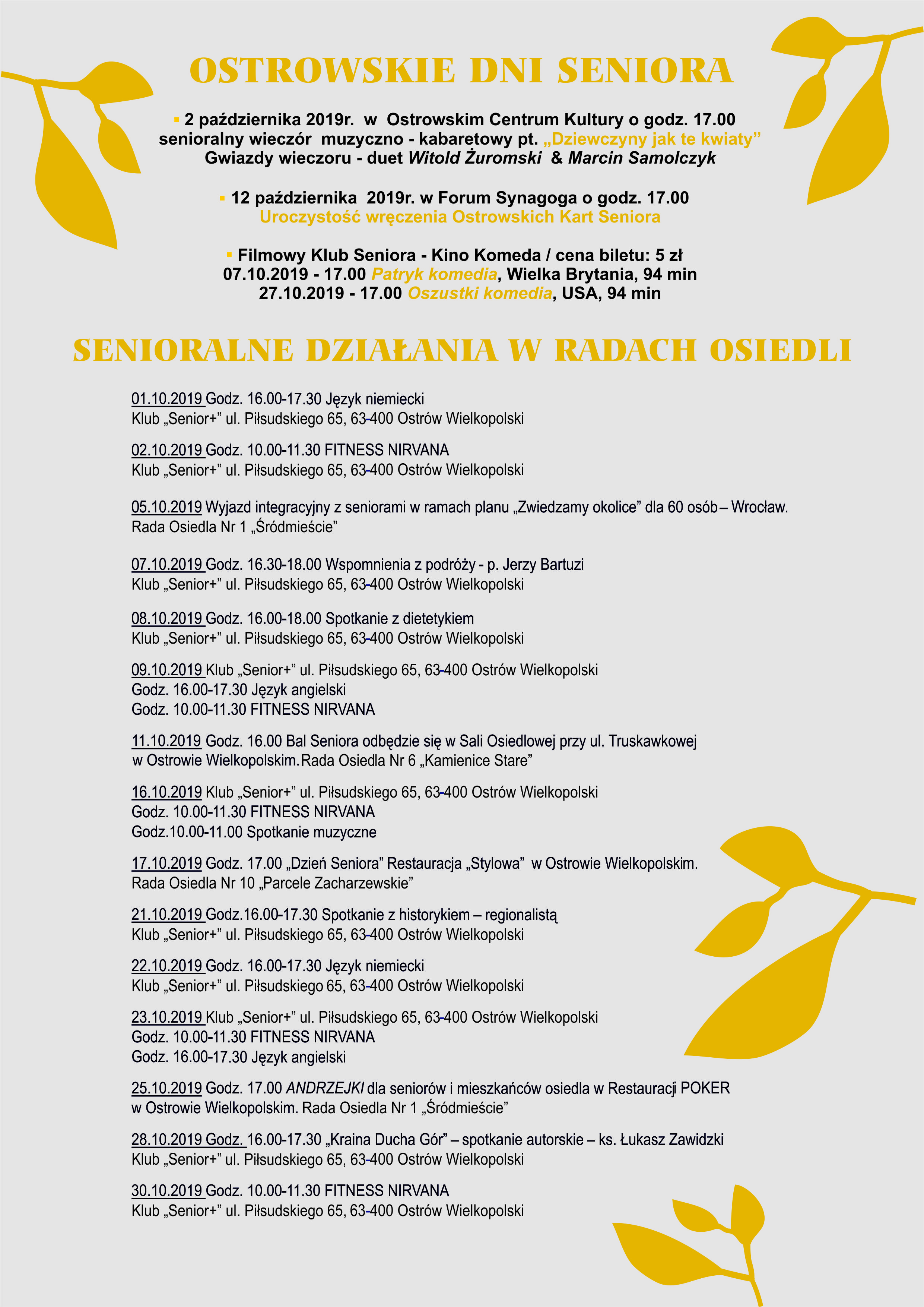 Ulotka Dni Seniora 2019