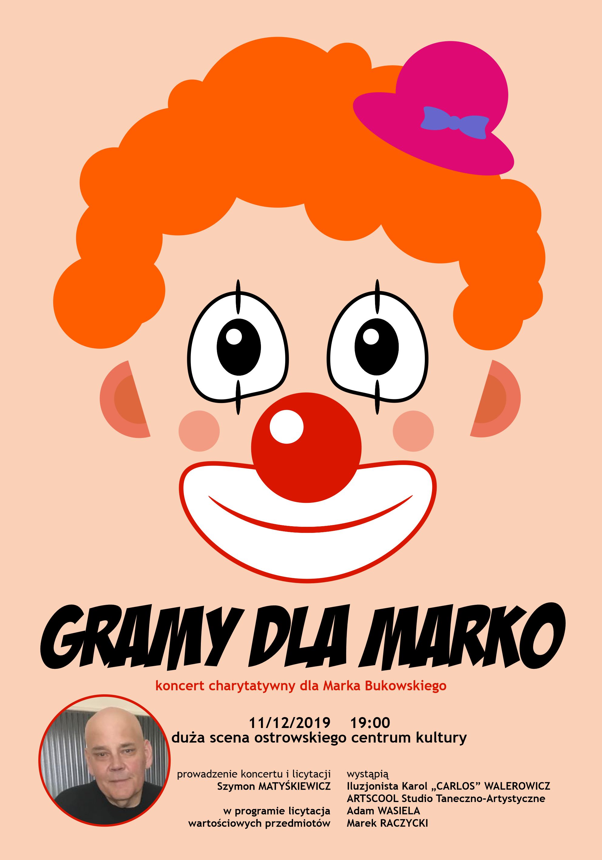Plakat Koncertu charytatywnego. Gramy dla Marko