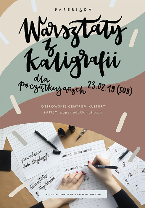 Plakat Warsztaty z kaligrafii PAPERIADA