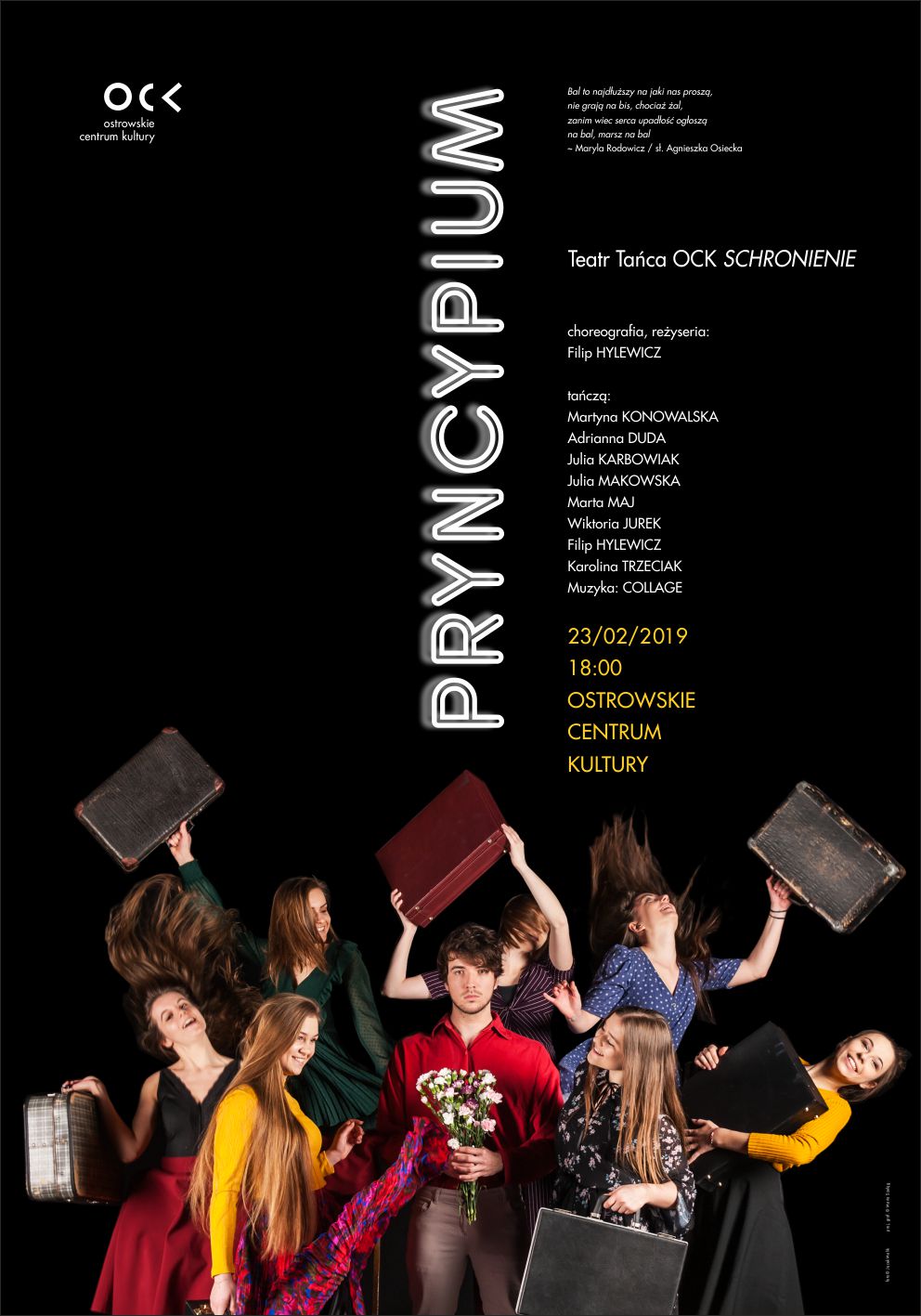 Plakat Teatr Tańca OCK SCHRONIENIE. PRYNCYPIUM