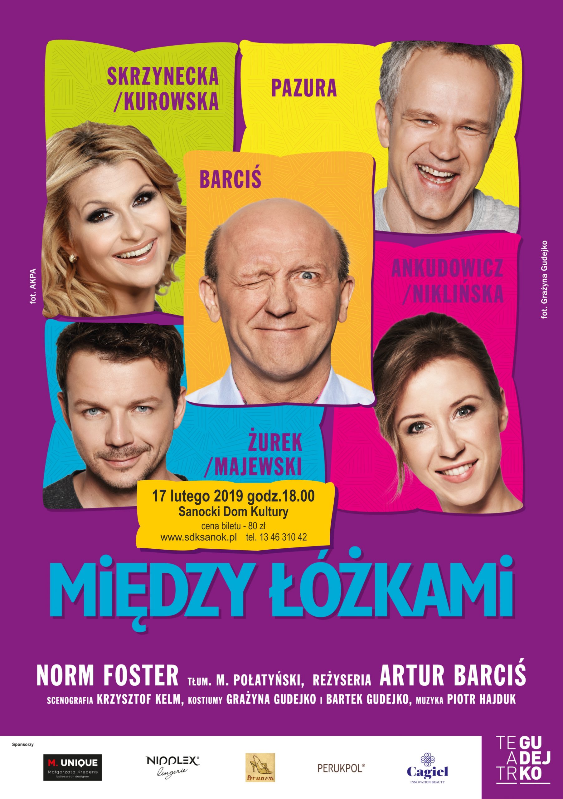Plakat spektaklu Między łóżkami