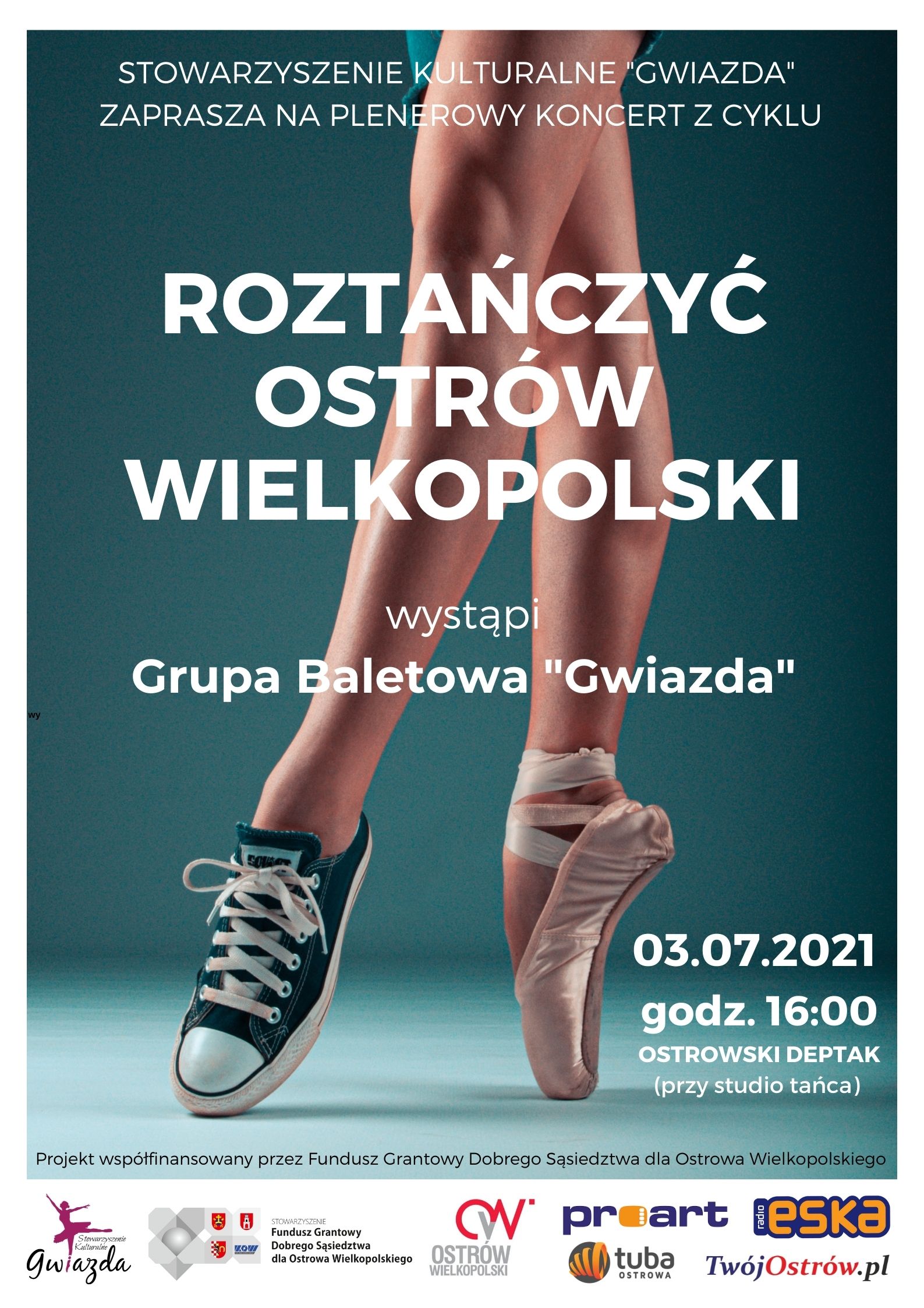 Plakat plenerowego koncertu Roztańczyć Ostrów Wielkopolski