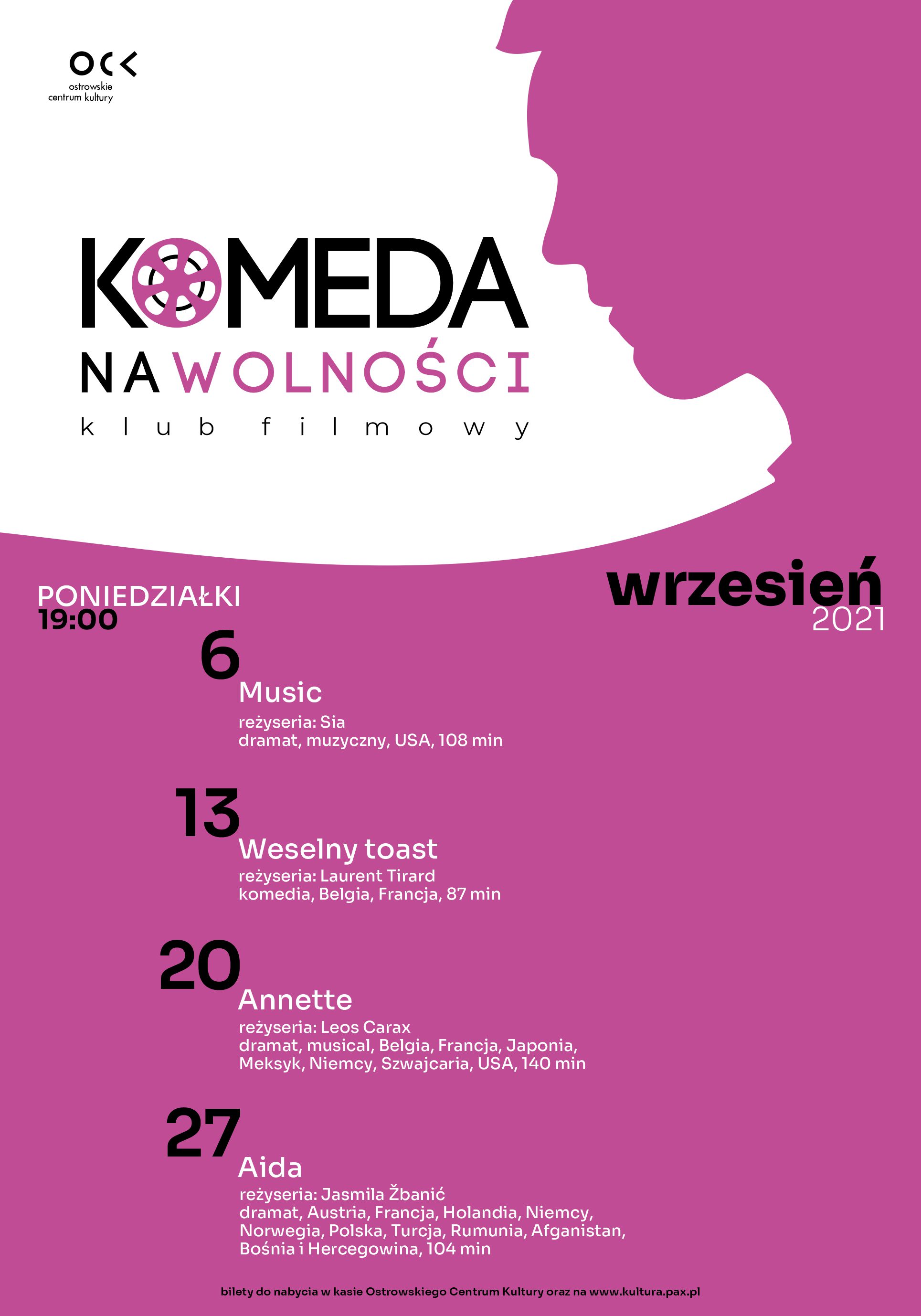 Afisz KF „Komeda na Wolności” wrzesień 2021 r.