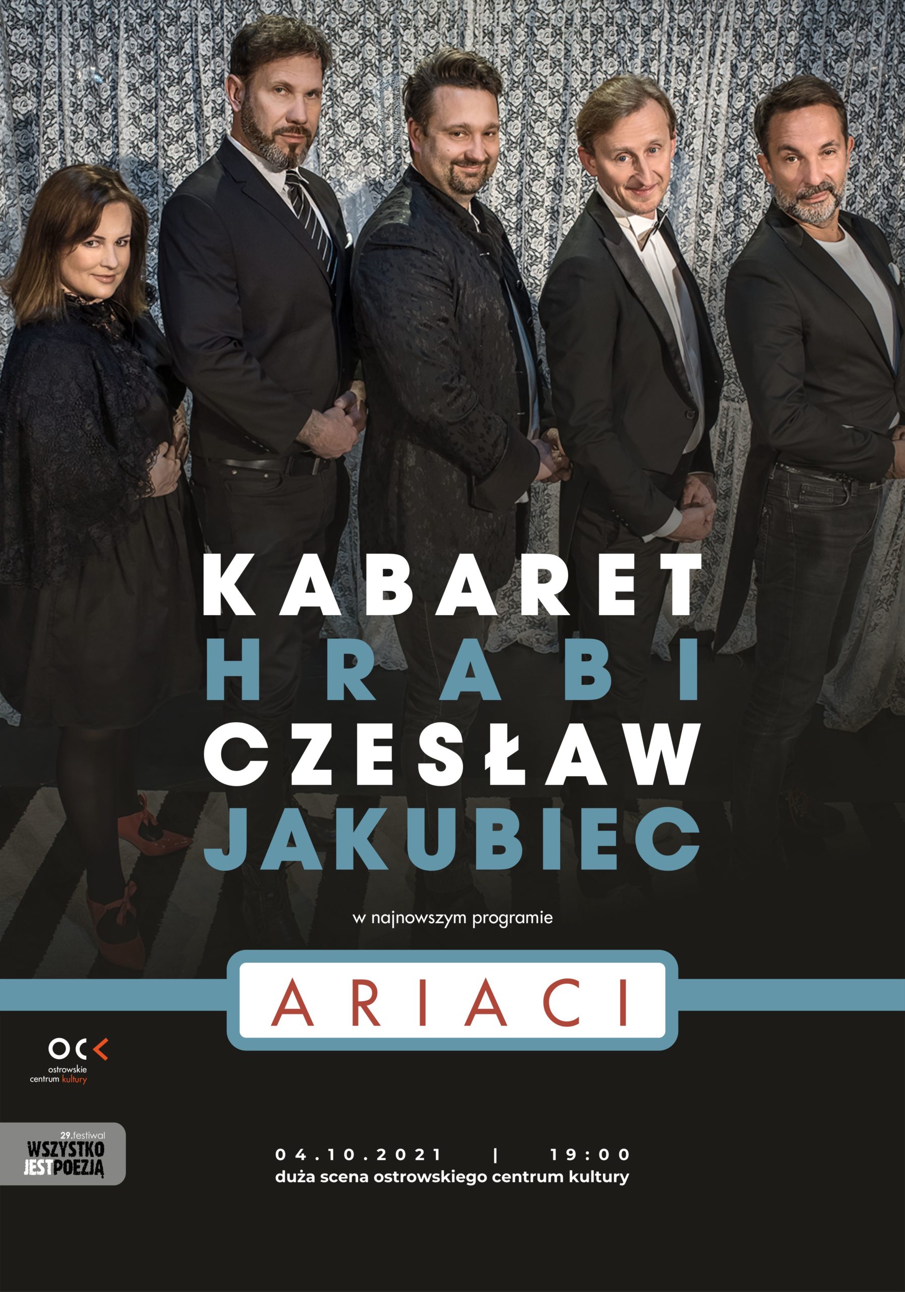 Plakat 29.WJP Kabaret Hrabi i Czesław Jakubiec. Ariaci