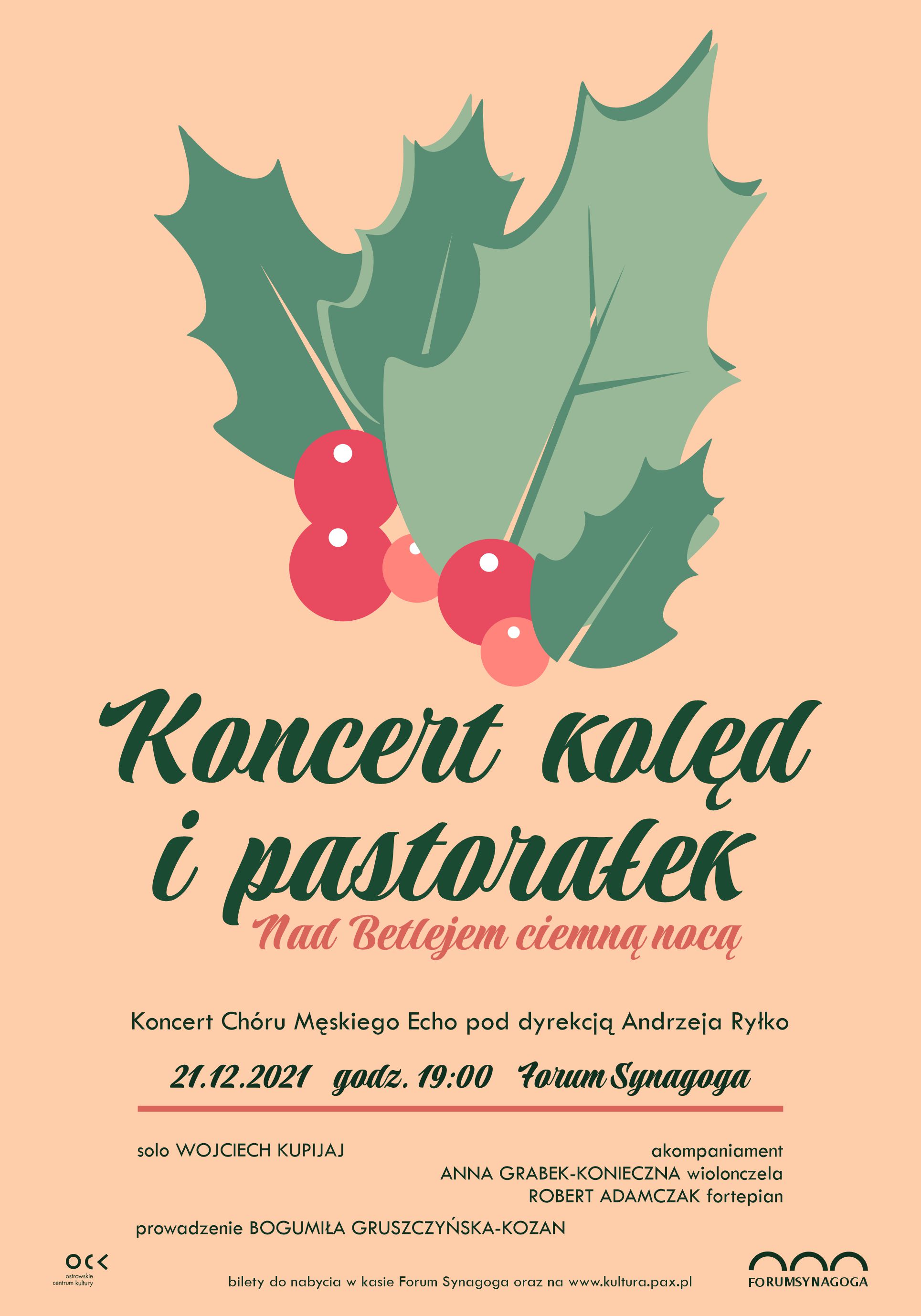 Plakat Chór Męski Echo Koncert kolęd i pastorałek. Nad Betlejem ciemną nocą