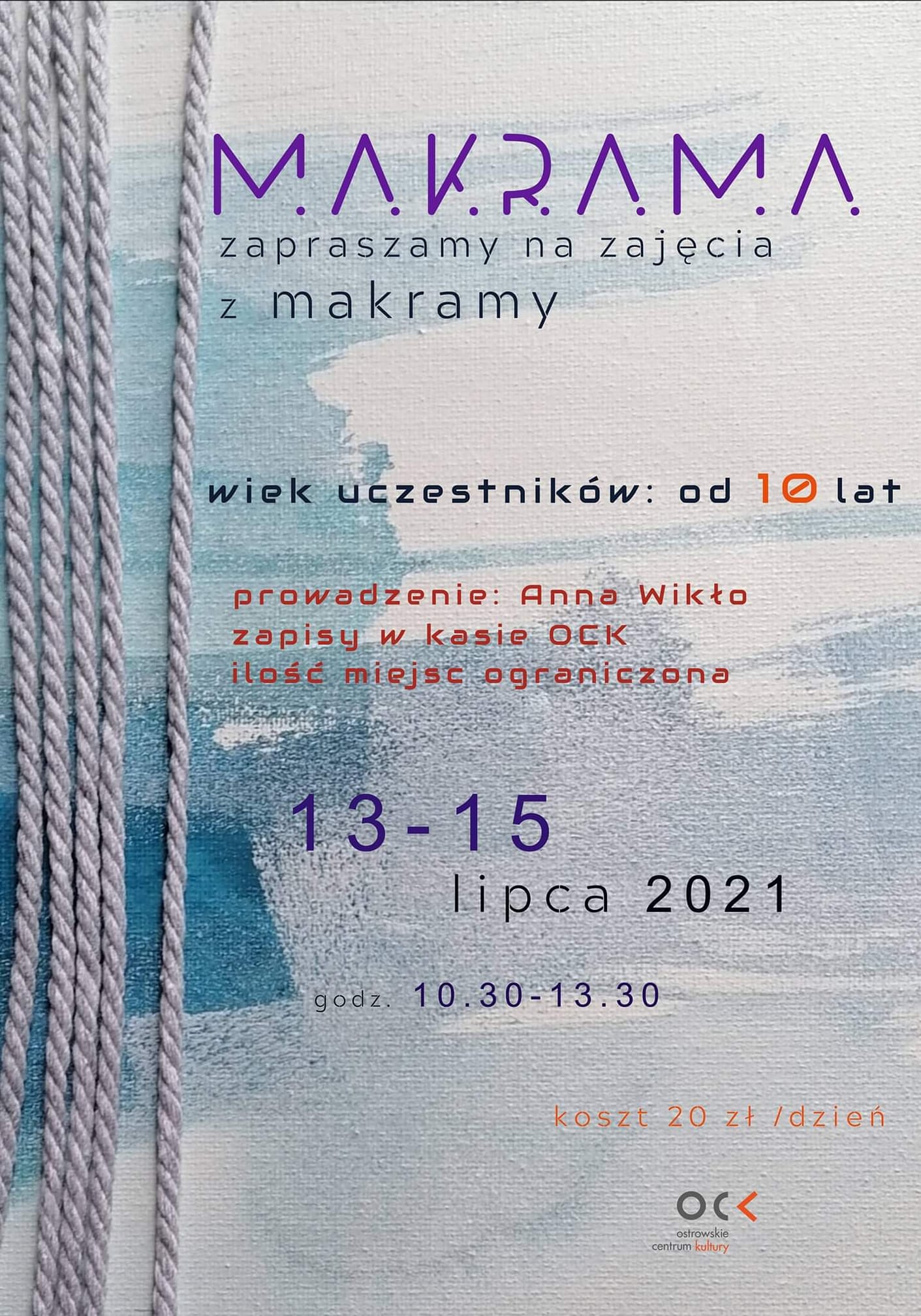 Afisz warsztatów Makrama dla początkująch