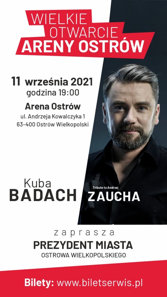 Plakat Wielkiego Otwarcia Hali ARENA OSTRÓW 11 września 2021