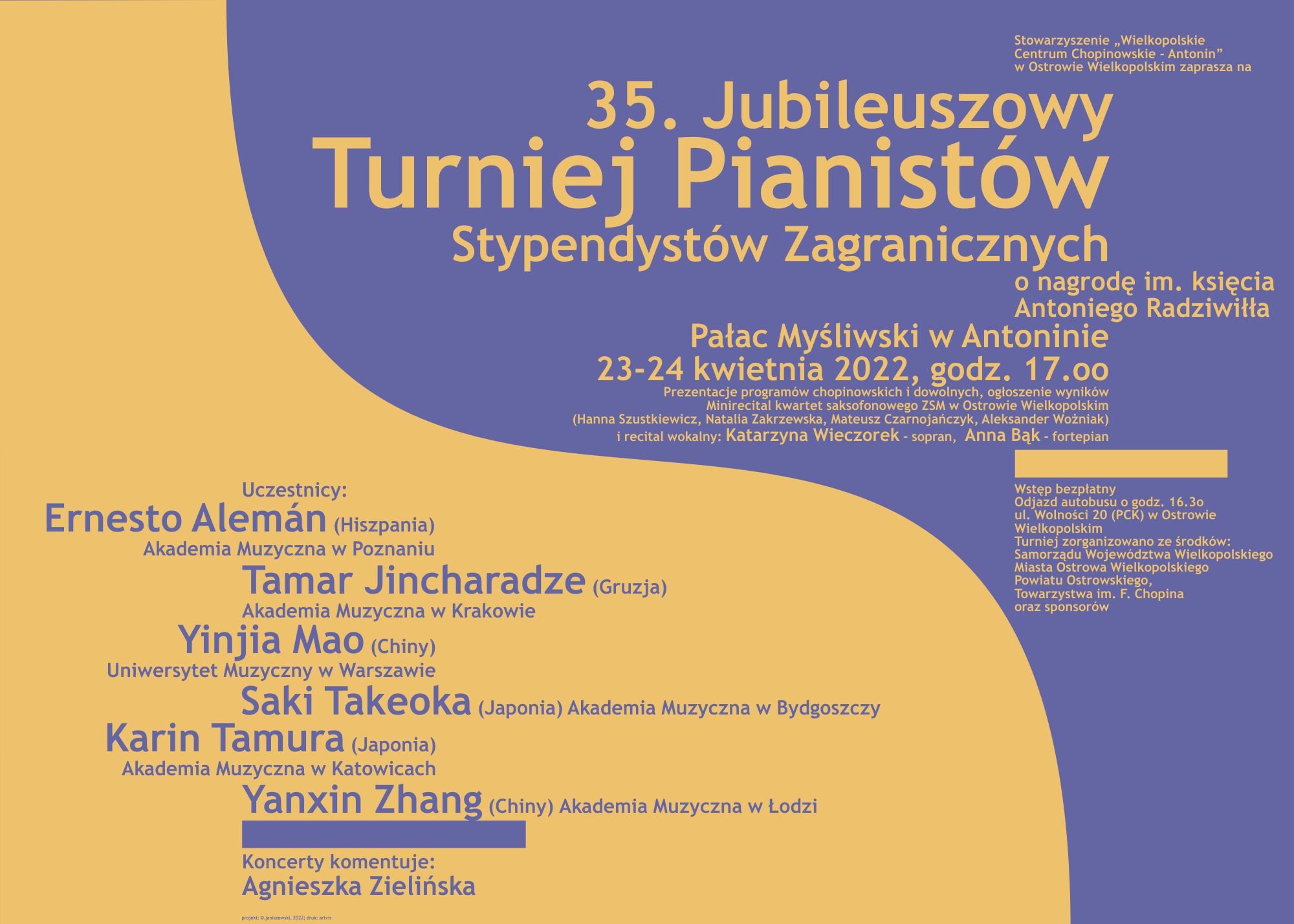 Afisz 35. Jubileuszowego Turnieju Pianistów Stypendystów Zagranicznych