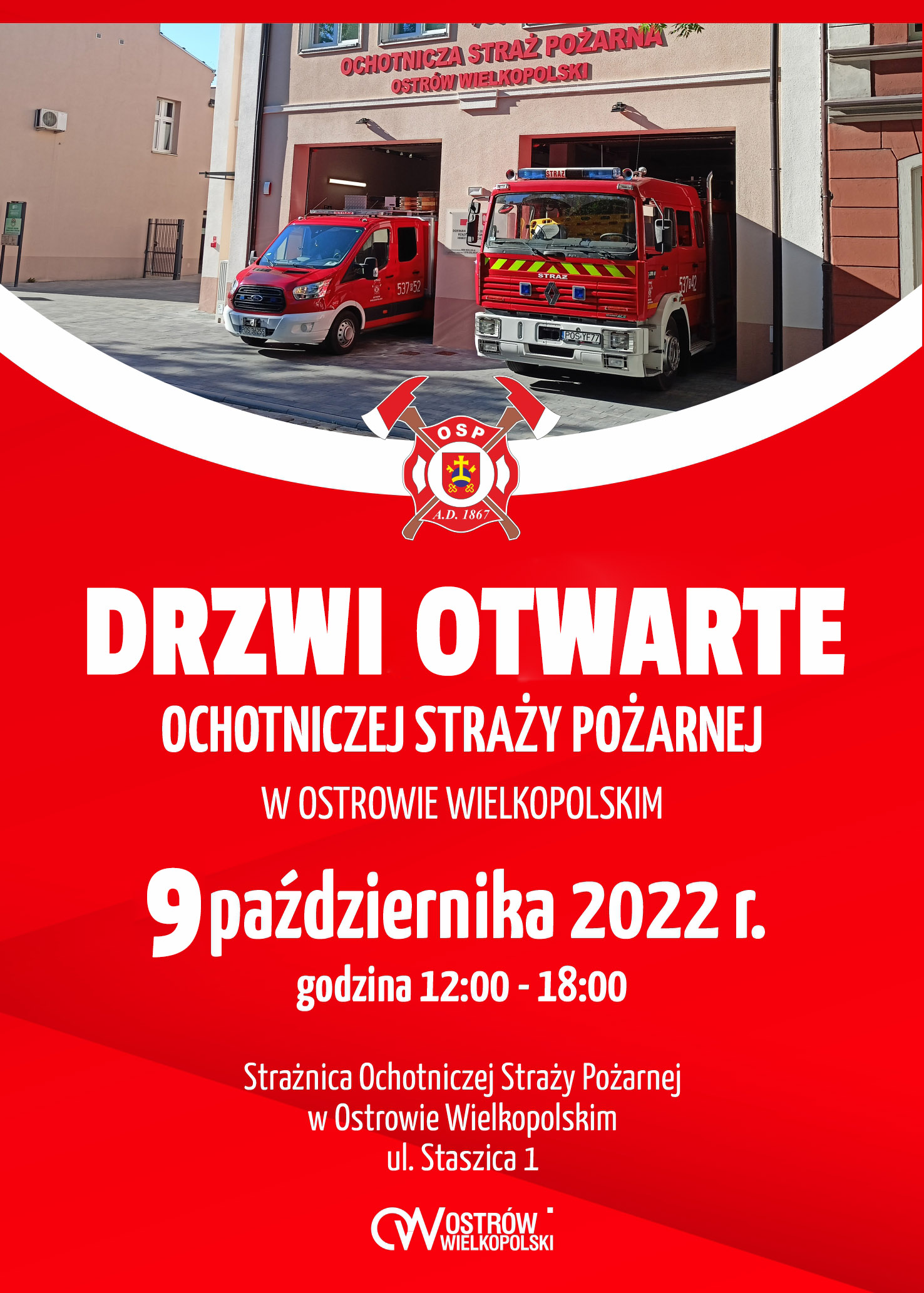 Plakat DRZWI OTWARTE OCHOTNICZEJ STRAŻY POŻARNEJ