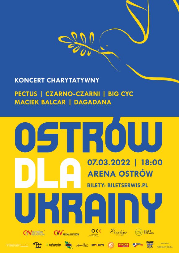 Afisz koncertu charytatywnego Ostrów dla Ukrainy