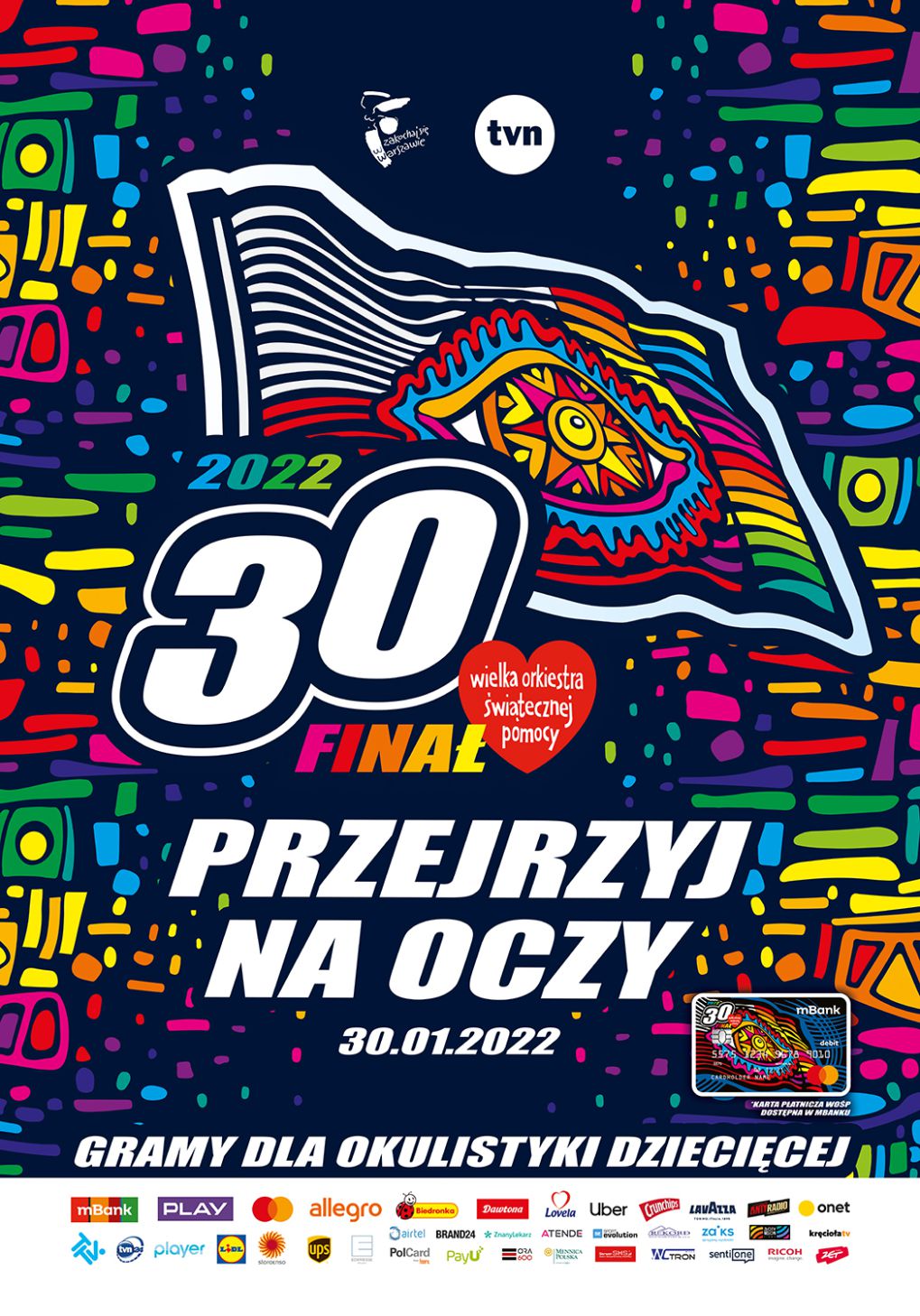 Plakat WIELKIEJ ORKIESTRY ŚWIĄTECZNEJ POMOCY W 2022 ROKU