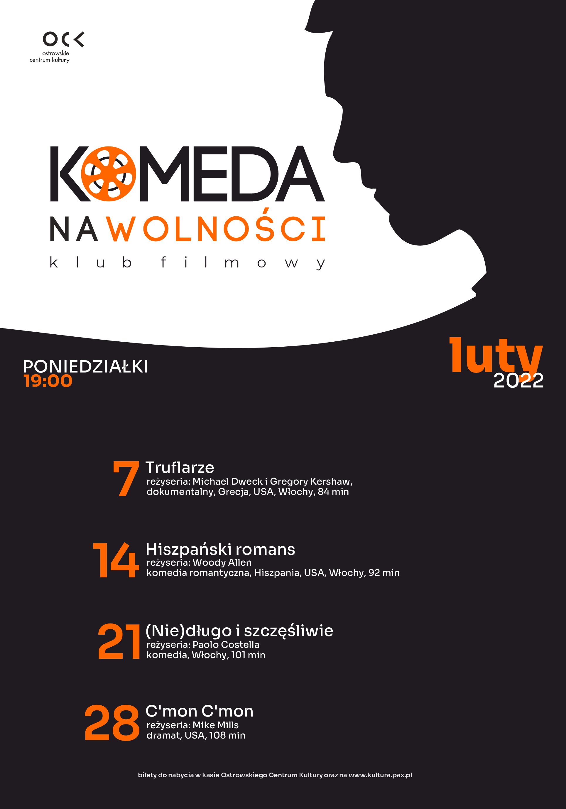 Afisz Klubu Filmowego „Komeda na Wolności" luty 2022 r.