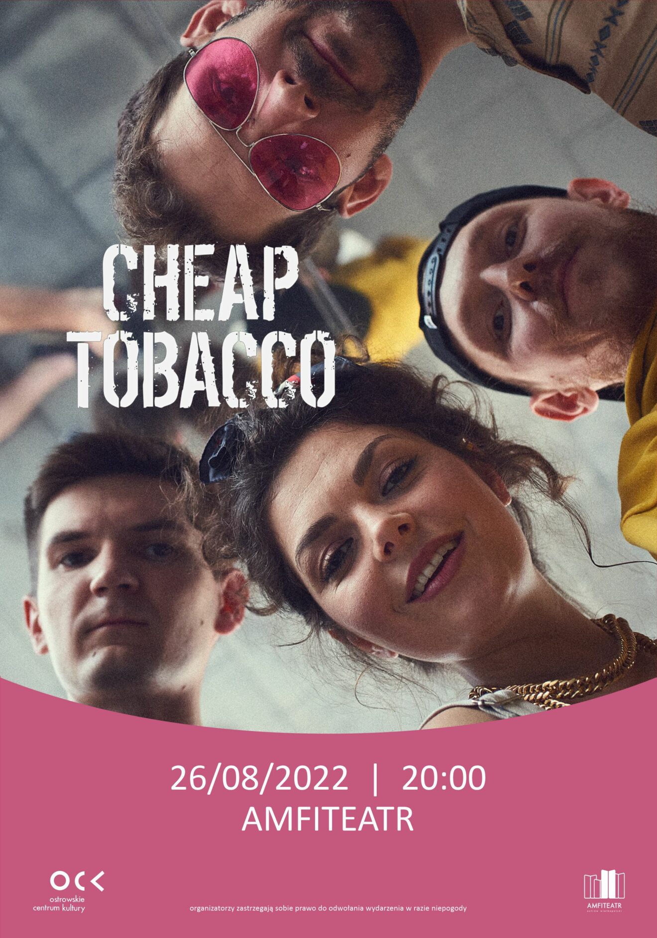 Afisz koncertu Cheap Tobacco w Amfiteatrze