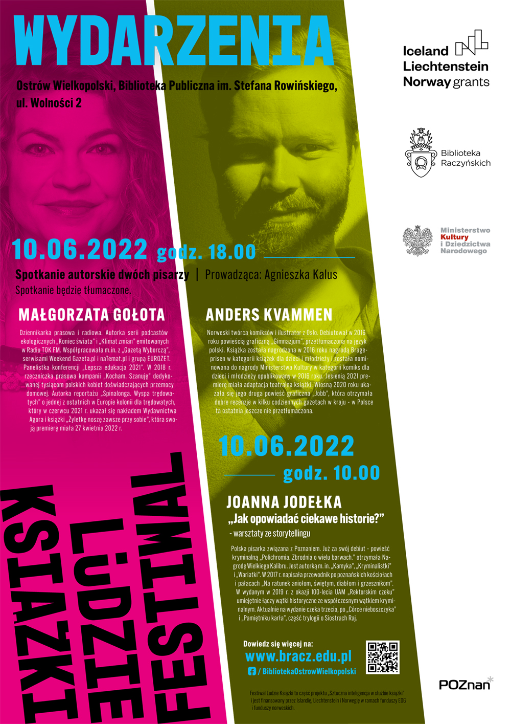 Plakat Ogólnopolski Festiwal Ludzie Książki w Ostrowie Wielkopolskim