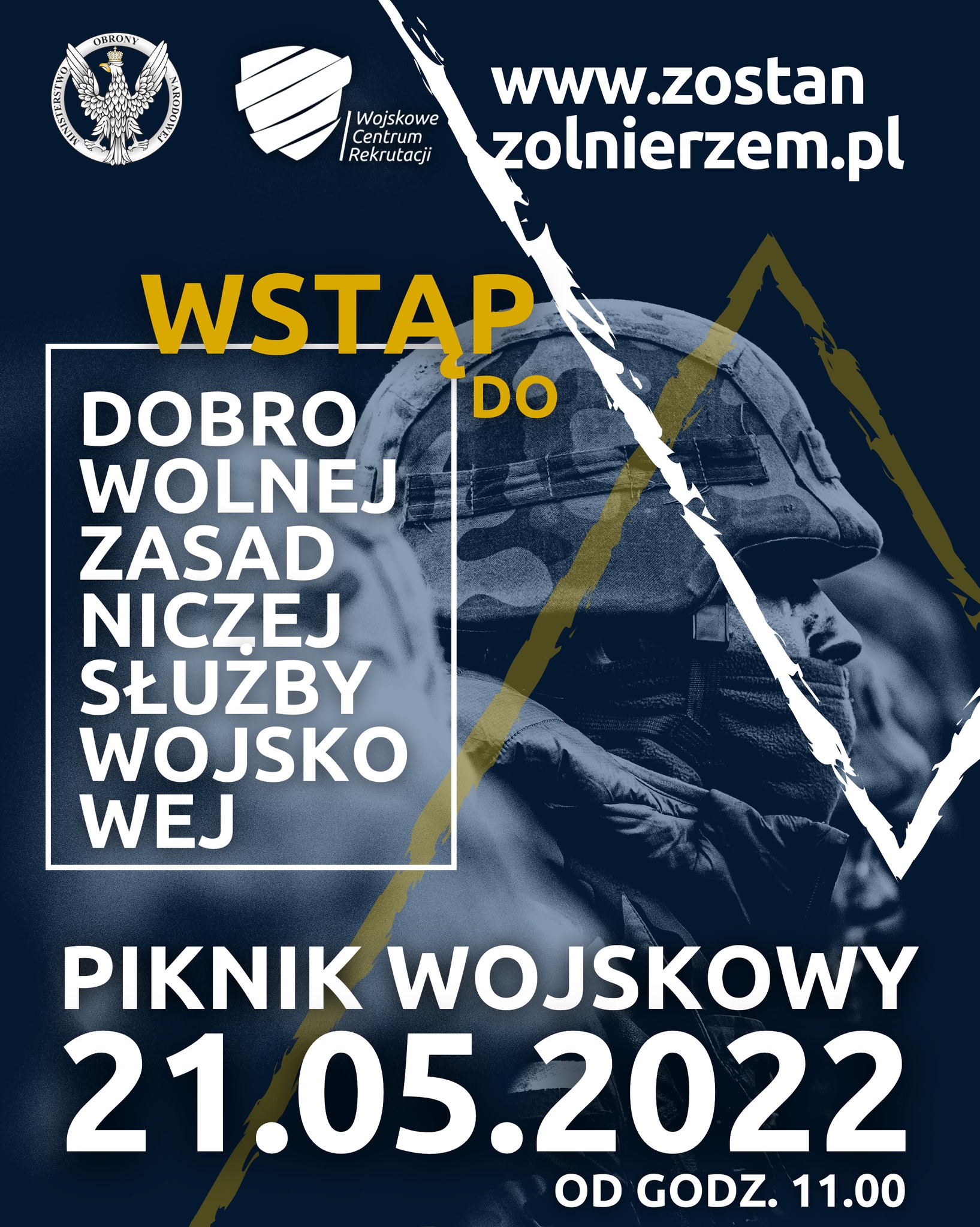 Plakat Piknik wojskowy pod hasłem „Wstąp do dobrowolnej zasadniczej służby wojskowej”
