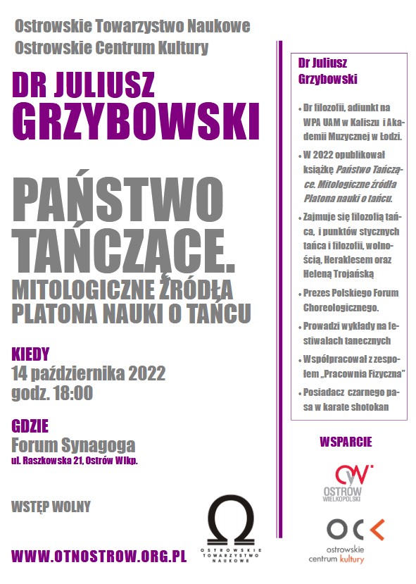 Plakat Wykład filozofa i choreologa dra Juliusza Grzybowskiego