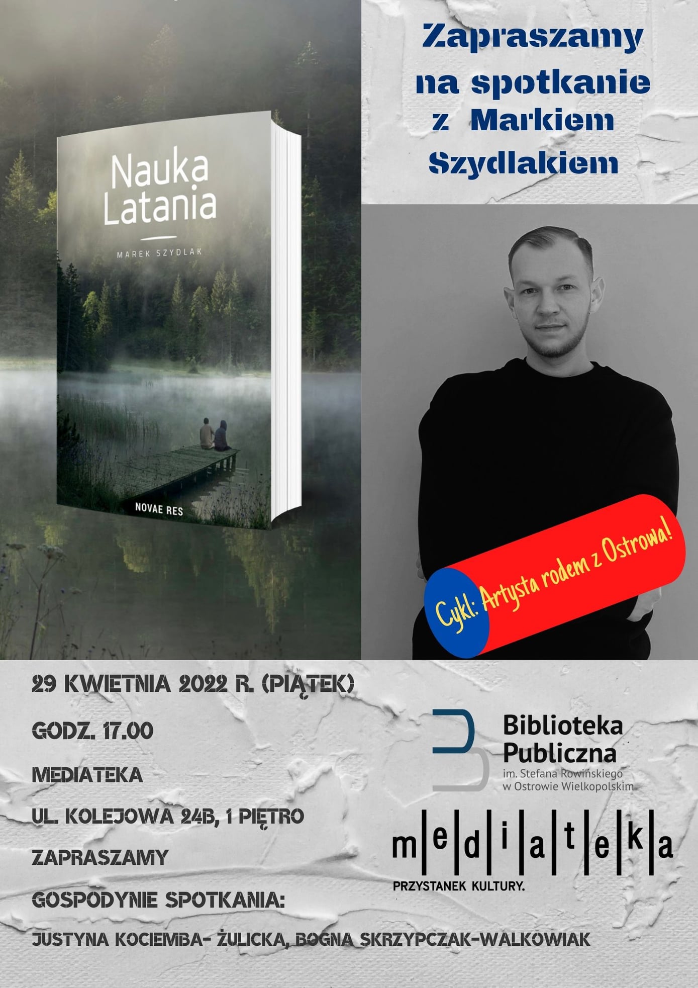 Baner spotkania autorskiego z Markiem Szydlakiem w Mediatece