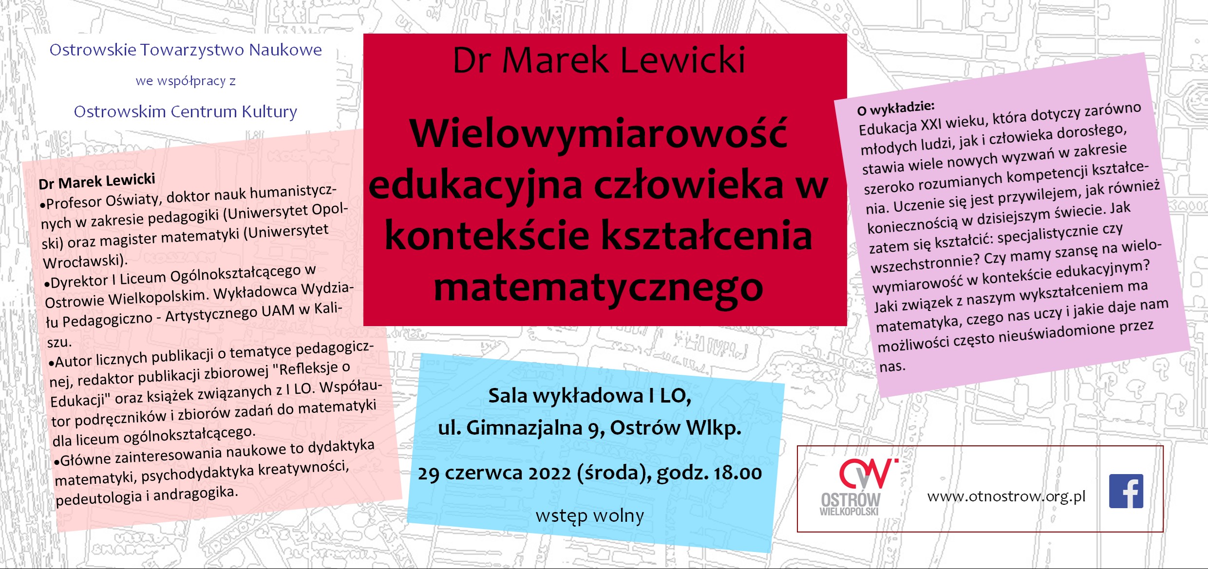 Baner dotyczący wykładu dr Marka Lewickiego