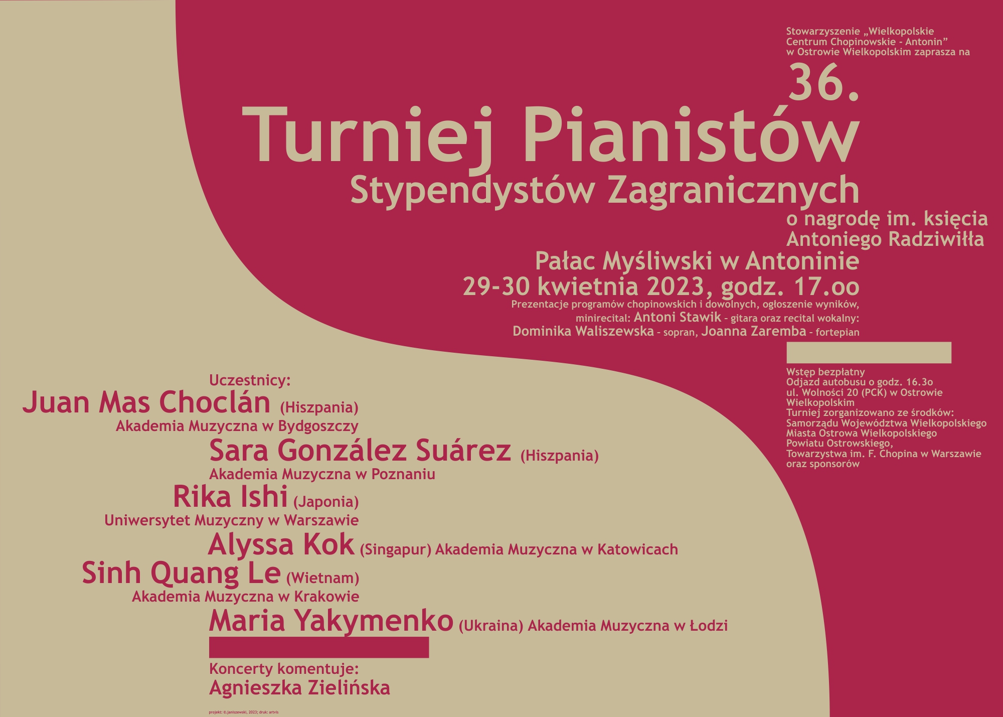 plakat 36. Turniej Pianistów Stypendystów Zagranicznych