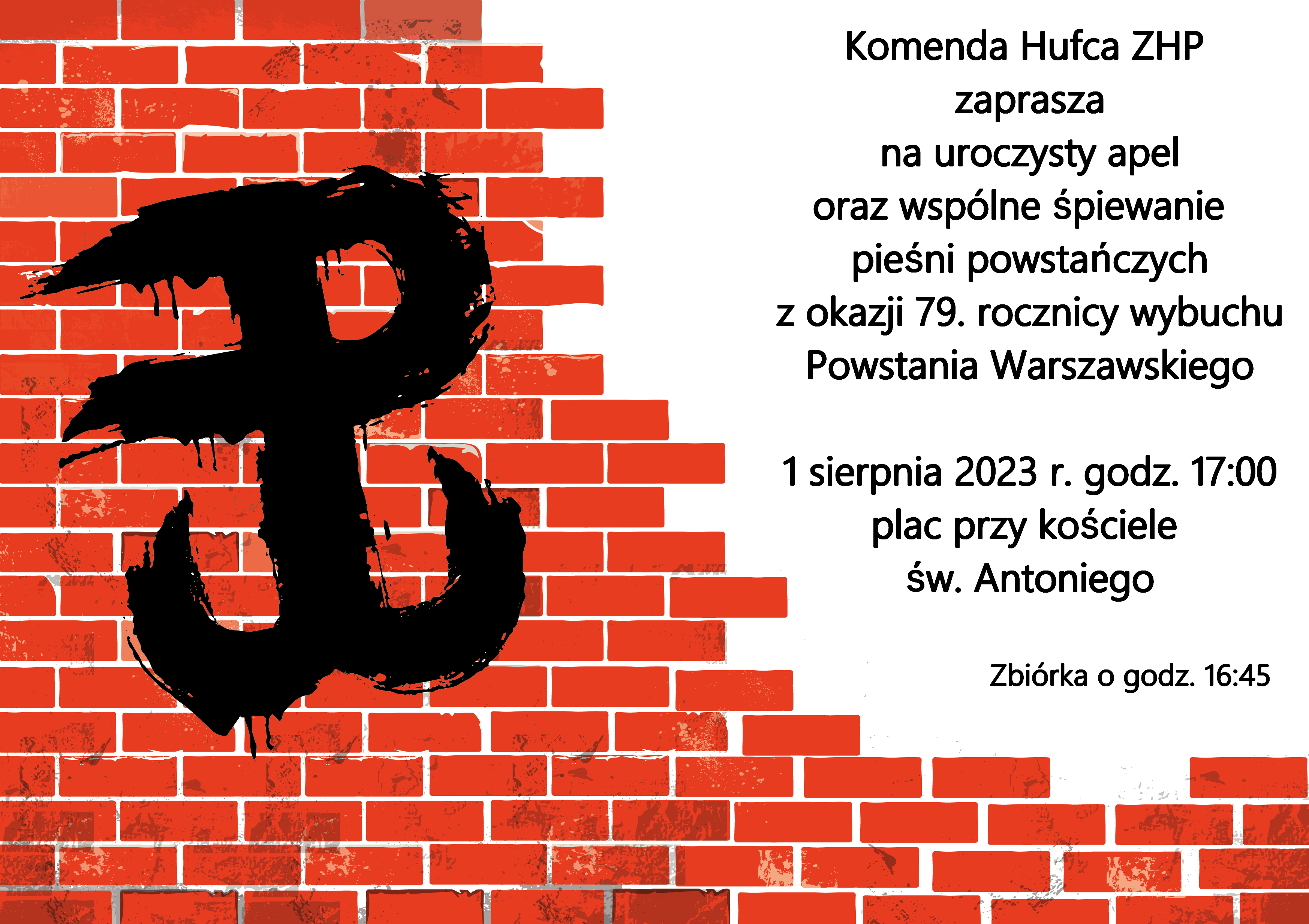 uroczysty apel oraz&nbsp;wspólne śpiewanie pieśni powstańczych z&nbsp;okazji 79. rocznicy wybuchu Powstania Warszawskiego