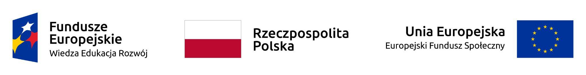 Wymagane logotyypy Europejski Fundusz Społeczny, Unia Europejska, Flaga Polski